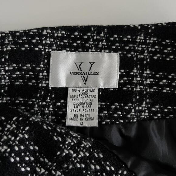 Versailles Chic Black and White Plaid Mini Skirt Size 12 - Picture 4 of 6